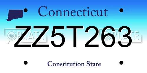 ZZ5T263 Connecticut License Plate