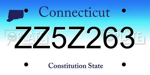 ZZ5Z263 Connecticut License Plate