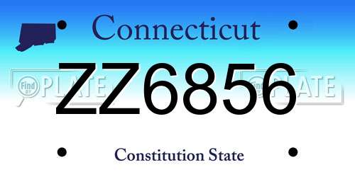 ZZ6856 Connecticut License Plate