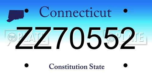 ZZ70552 Connecticut License Plate