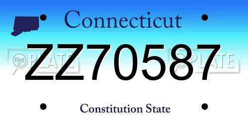 ZZ70587 Connecticut License Plate