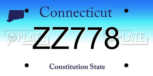 ZZ778 Connecticut License Plate