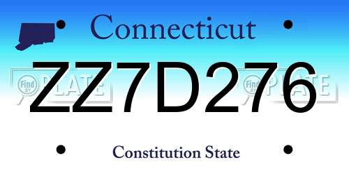ZZ7D276 Connecticut License Plate