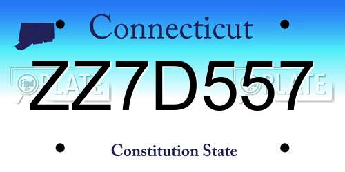 ZZ7D557 Connecticut License Plate