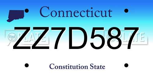 ZZ7D587 Connecticut License Plate