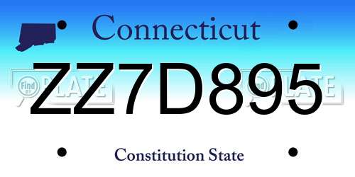ZZ7D895 Connecticut License Plate