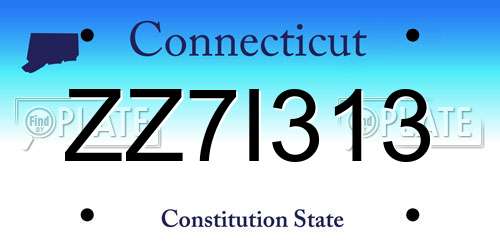 ZZ7I313 Connecticut License Plate