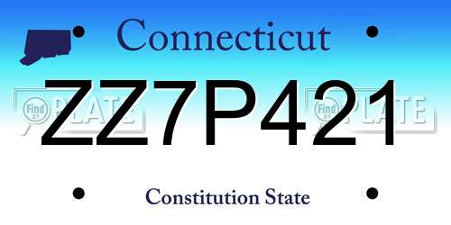 ZZ7P421 Connecticut License Plate