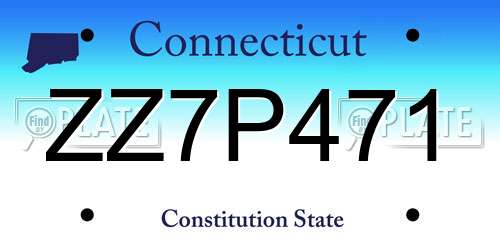 ZZ7P471 Connecticut License Plate