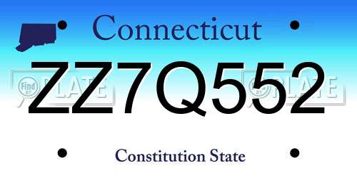 ZZ7Q552 Connecticut License Plate