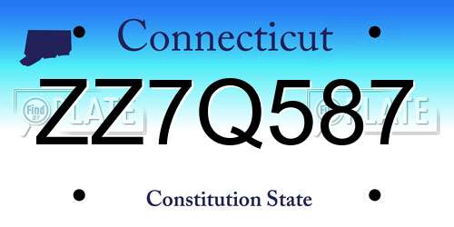 ZZ7Q587 Connecticut License Plate