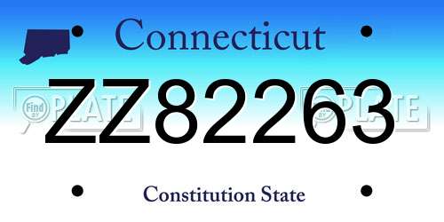 ZZ82263 Connecticut License Plate