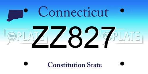 ZZ827 Connecticut License Plate