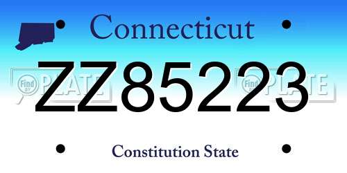 ZZ85223 Connecticut License Plate