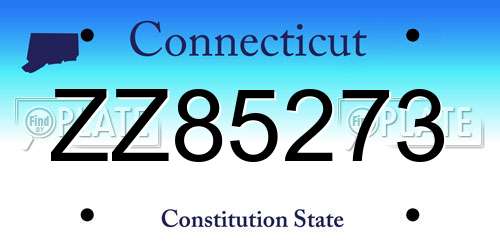 ZZ85273 Connecticut License Plate