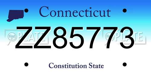 ZZ85773 Connecticut License Plate