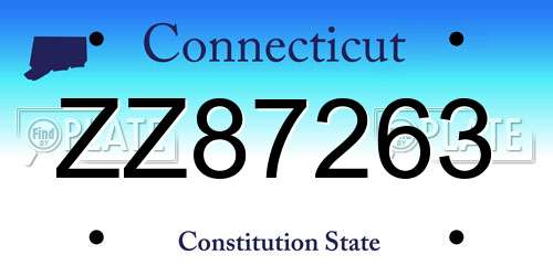 ZZ87263 Connecticut License Plate