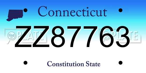 ZZ87763 Connecticut License Plate