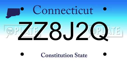 ZZ8J2Q Connecticut License Plate