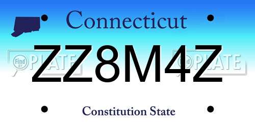 ZZ8M4Z Connecticut License Plate