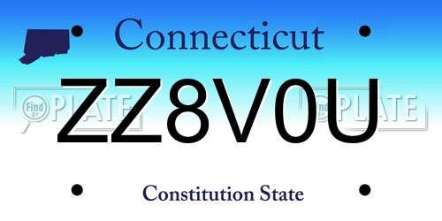 ZZ8V0U Connecticut License Plate