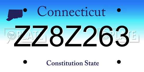 ZZ8Z263 Connecticut License Plate
