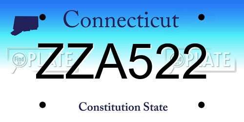 ZZA522 Connecticut License Plate