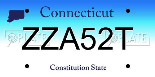 ZZA52T Connecticut License Plate