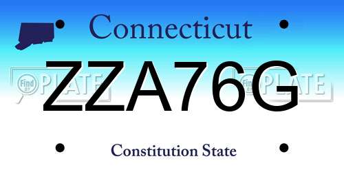 ZZA76G Connecticut License Plate