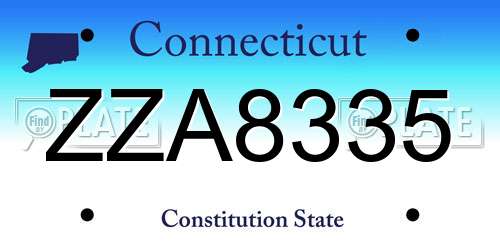 ZZA8335 Connecticut License Plate