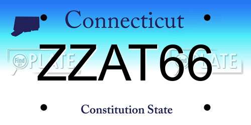 ZZAT66 Connecticut License Plate