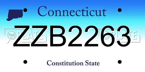 ZZB2263 Connecticut License Plate