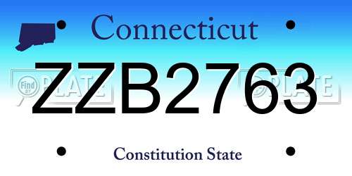 ZZB2763 Connecticut License Plate