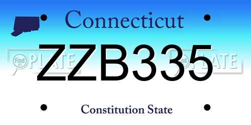 ZZB335 Connecticut License Plate