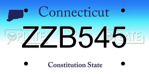 ZZB545 Connecticut License Plate