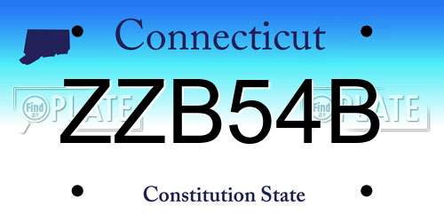 ZZB54B Connecticut License Plate
