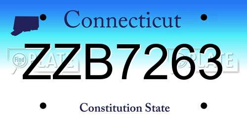 ZZB7263 Connecticut License Plate