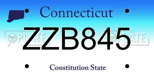 ZZB845 Connecticut License Plate