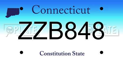 ZZB848 Connecticut License Plate