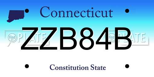 ZZB84B Connecticut License Plate