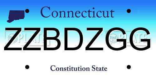 ZZBDZGG Connecticut License Plate