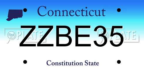 ZZBE35 Connecticut License Plate