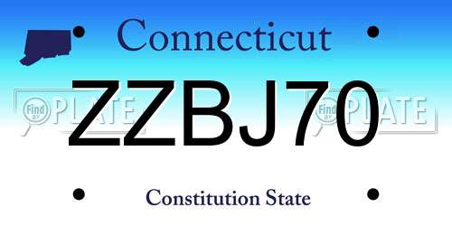 ZZBJ70 Connecticut License Plate