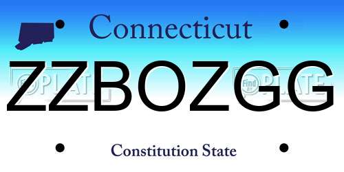 ZZBOZGG Connecticut License Plate