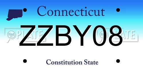 ZZBY08 Connecticut License Plate