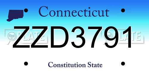 ZZD3791 Connecticut License Plate