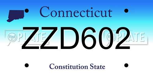 ZZD602 Connecticut License Plate