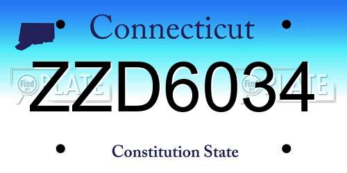 ZZD6034 Connecticut License Plate