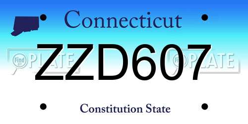 ZZD607 Connecticut License Plate