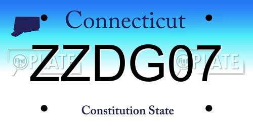 ZZDG07 Connecticut License Plate